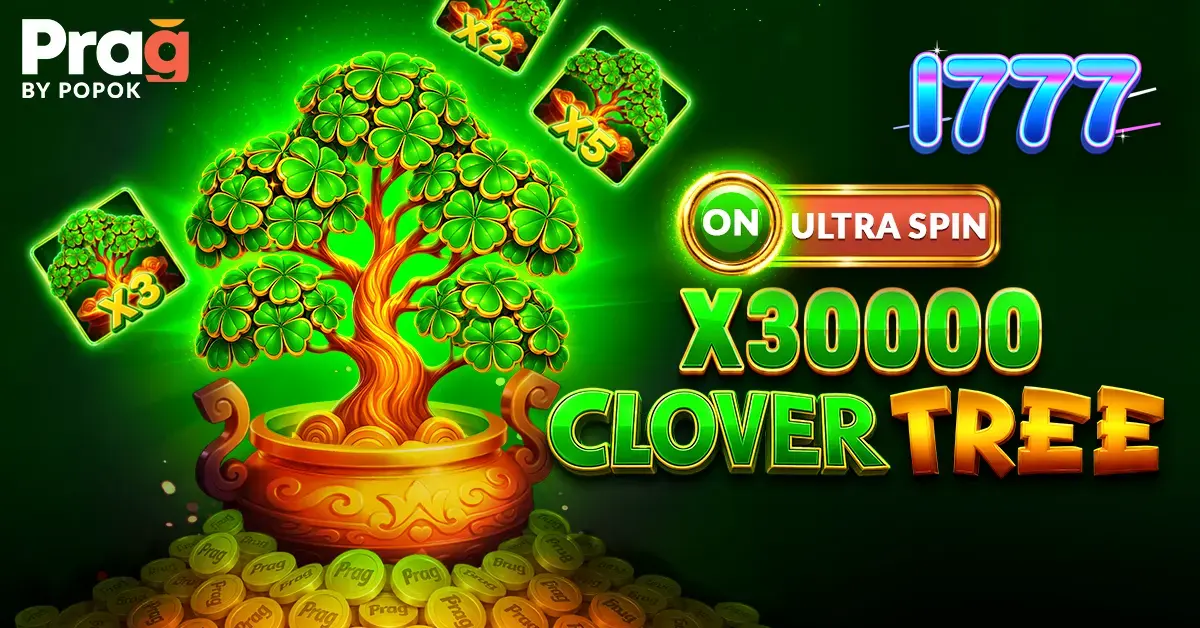 Tampilan visual slot Clover Tree x30000 Prag dengan tema keberuntungan.